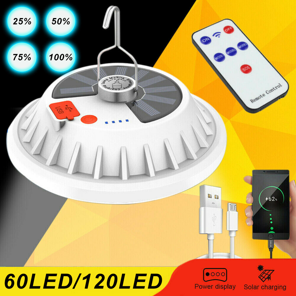 Rechargeable 120 LED Outdoor Camping Tent Light USB & Solar Lantern Hiking Lamp Rechargeable 120 LED Outdoor Camping Tent Light USB & Solar Lantern Hiking Lamp